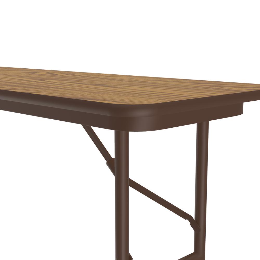 Deluxe High Pressure Top Folding Table, 18x72", RECTANGULAR, MED OAK, BROWN. Picture 7