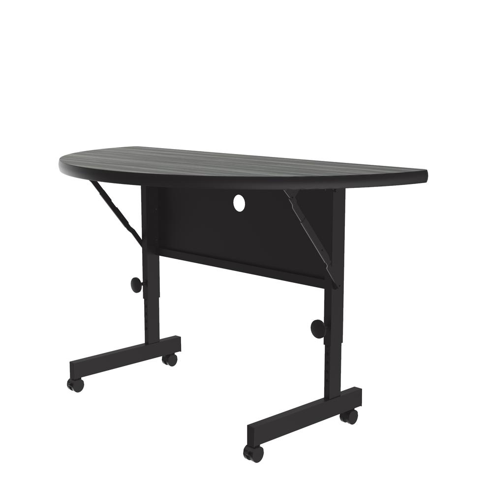 Deluxe High Pressure Top Flip Top Table, 24x48", RECTANGULAR, NEW ENGLAND DRIFTWOOD, BLACK. Picture 3