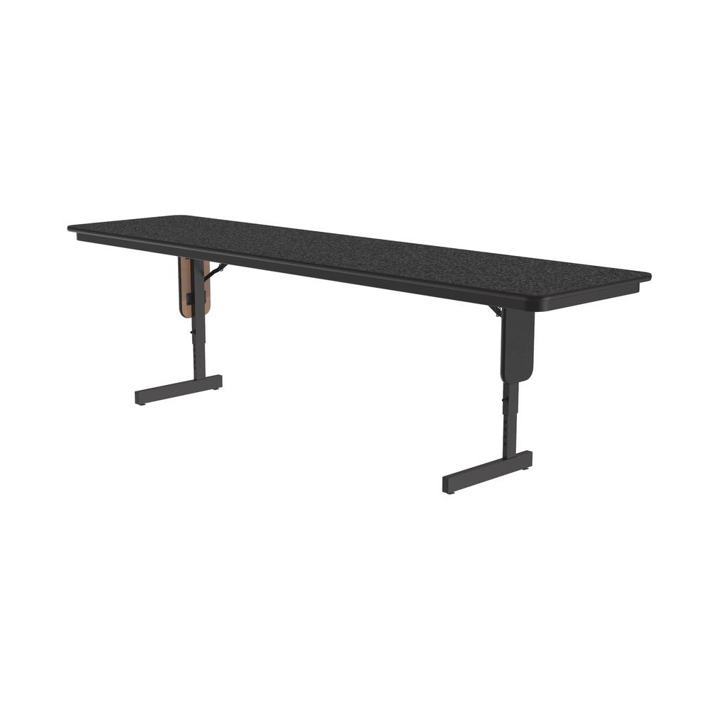 Adjustable Height Commercial Laminate Folding Seminar Table with Panel Leg 24x96", RECTANGULAR BLACK GRANITE, BLACK. Picture 5