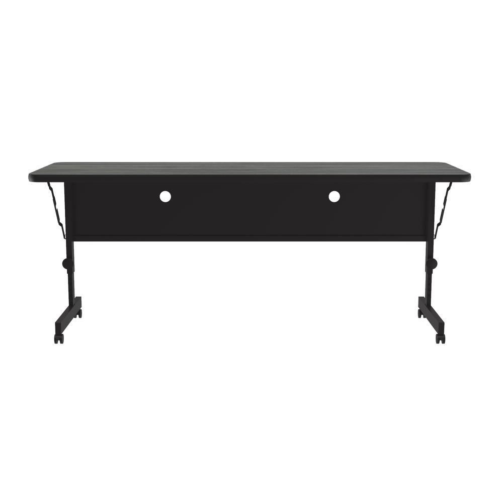 Deluxe High Pressure Top Flip Top Table, 24x72" RECTANGULAR NEW ENGLAND DRIFTWOOD, BLACK. Picture 5