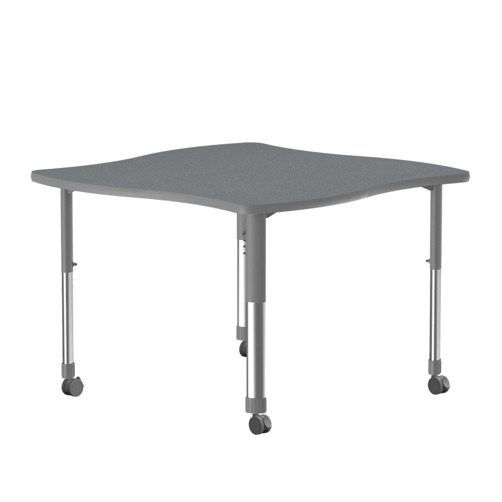 Commercial Lamiante Top Collaborative Desk with Casters 42x42", SWERVE, GRAY GRANITE GRAY/CHROME. Picture 2