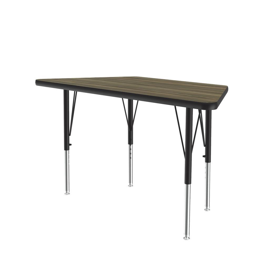 Deluxe High-Pressure Top Activity Tables, 24x48" TRAPEZOID COLONIAL HICKORY, BLACK/CHROME. Picture 1
