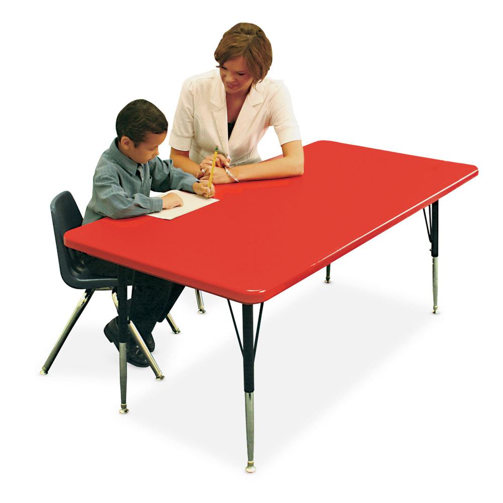 Commercial Blow-Molded Plastic Top Activity Tables 24x48", RECTANGULAR, YELLOW  SILVER MIST. Picture 1