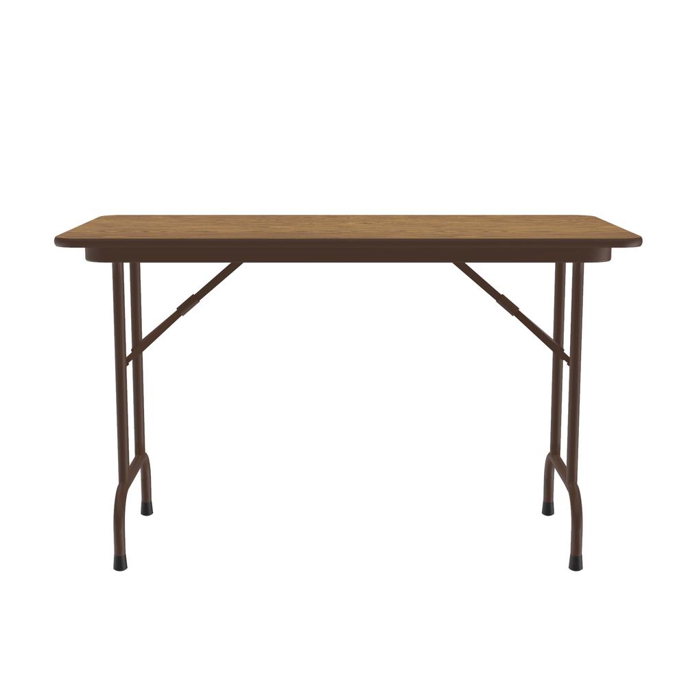 Solid High-Pressure Plywood Core Folding Tables, 24x48" RECTANGULAR MED OAK, BROWN. Picture 3