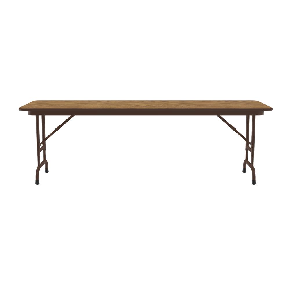 Adjustable Height High Pressure Top Folding Table 24x72", RECTANGULAR, MED OAK BROWN. Picture 1