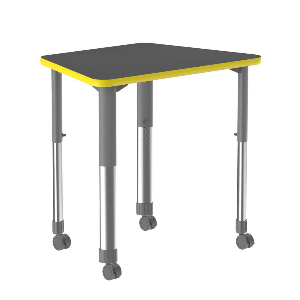 Deluxe High Pressure Collaborative Desk with Casters, 33x23" TRAPEZOID BLACK GRANITE, GRAY/CHROME. Picture 1