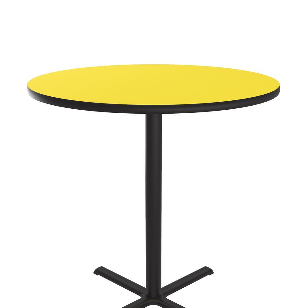 Bar Stool/Standing Height Deluxe High-Pressure Café and Breakroom Table, 36x36", ROUND, YELLOW, BLACK. Picture 6