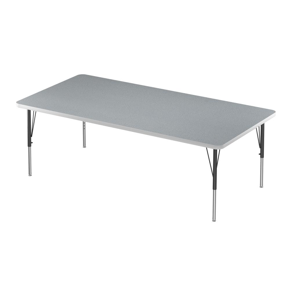 Commercial Laminate Top Activity Tables 36x72", RECTANGULAR, GRAY GRANITE, BLACK. Picture 1