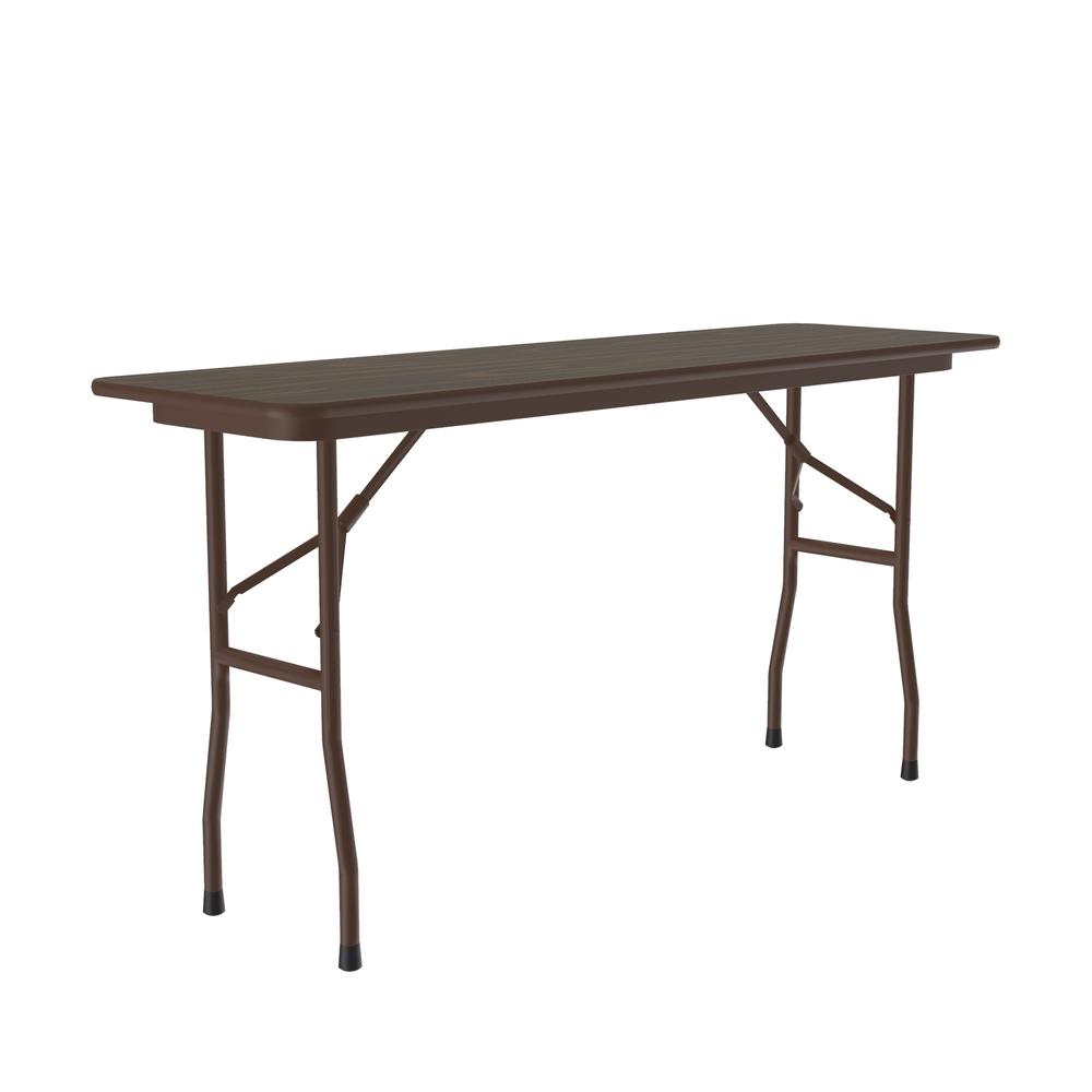 Solid High-Pressure Plywood Core Folding Tables, 18x72", RECTANGULAR, WALNUT, BROWN. Picture 3