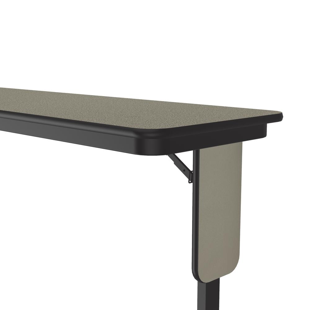 Deluxe High-Pressure Folding Seminar Table with Panel Leg, 18x60", RECTANGULAR, SAVANNAH SAND, BLACK. Picture 2