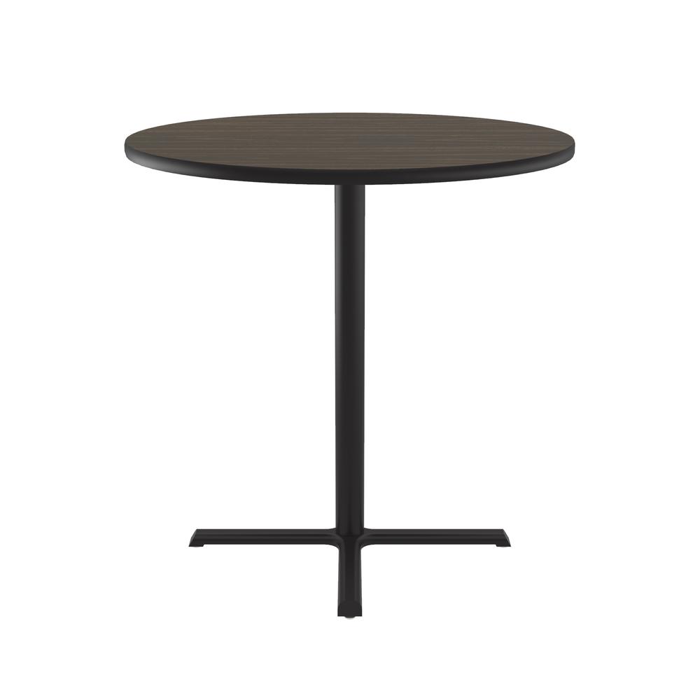 Bar Stool/Standing Height Commercial Laminate Café and Breakroom Table, 42x42", ROUND, WALNUT, BLACK. Picture 8
