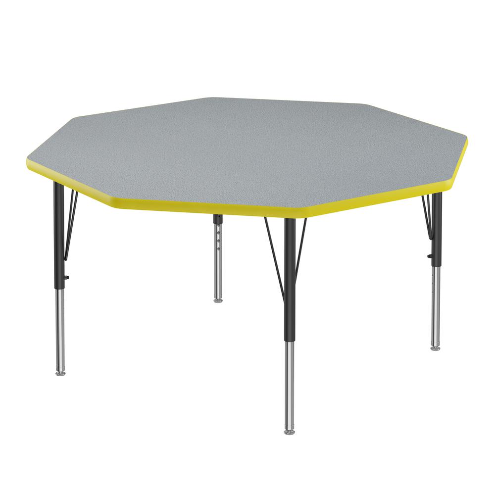 Commercial Laminate Top Activity Tables 48x48" OCTAGONAL, GRAY GRANITE, BLACK/CHROME. Picture 6