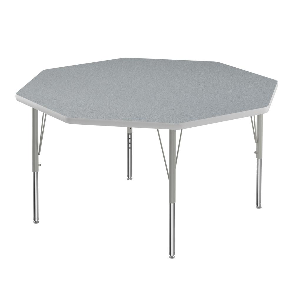 Deluxe High-Pressure Top Activity Tables, 48x48" OCTAGONAL, GRAY GRANITE SILVER MIST. Picture 1