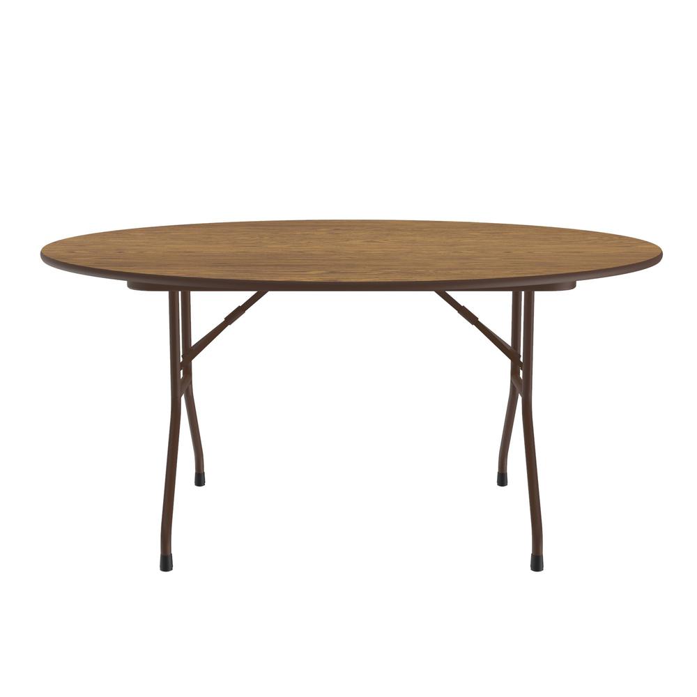 Deluxe High Pressure Top Folding Table, 60x60", ROUND, MED OAK, BROWN. Picture 3