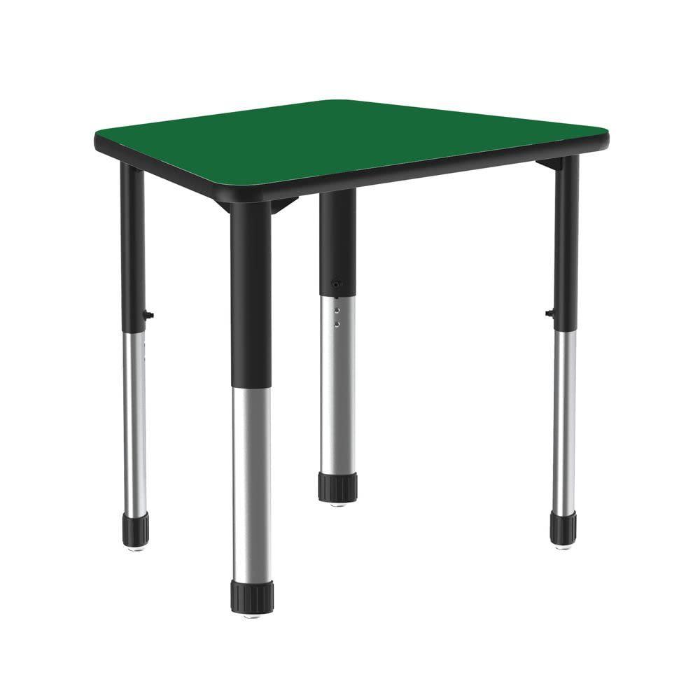 Deluxe High Pressure Collaborative Desk 33x23" TRAPEZOID GREEN, BLACK/CHROME. Picture 1