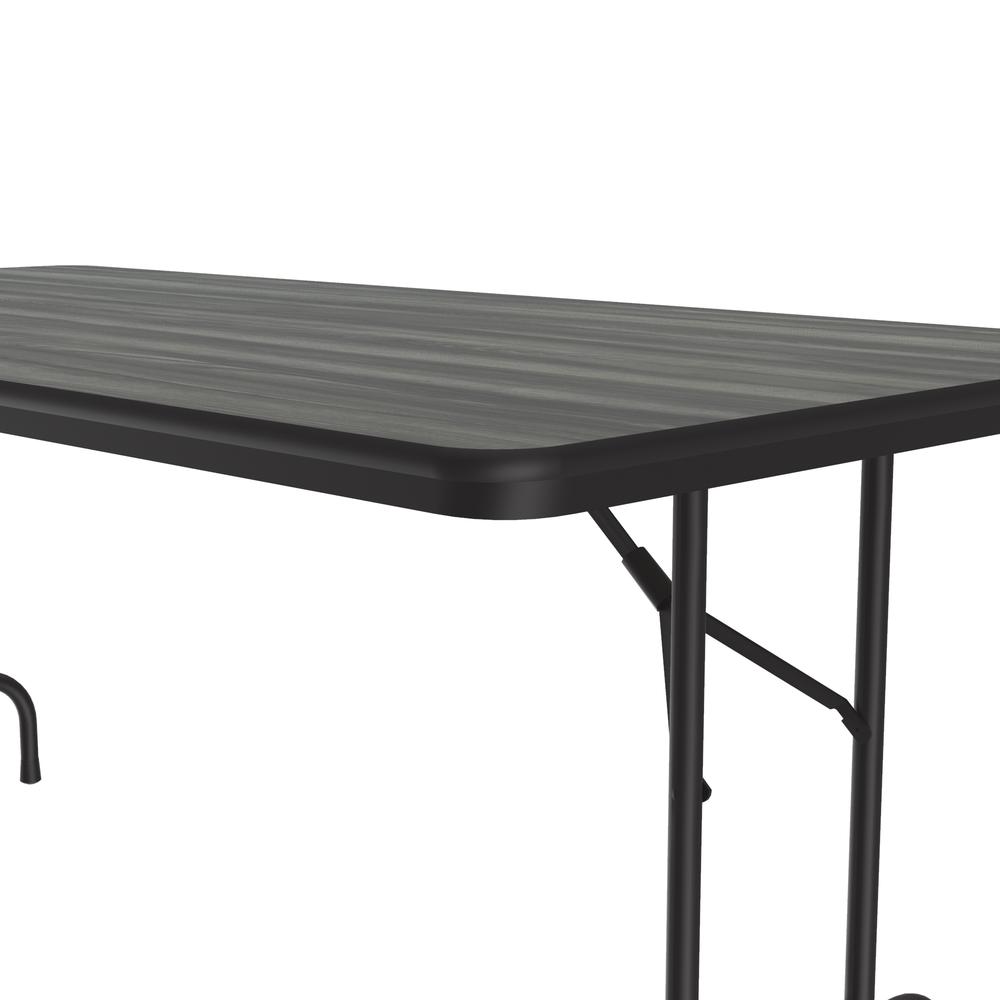 Deluxe High Pressure Top Folding Table 36x96" RECTANGULAR, NEW ENGLAND DRIFTWOOD, BLACK. Picture 4