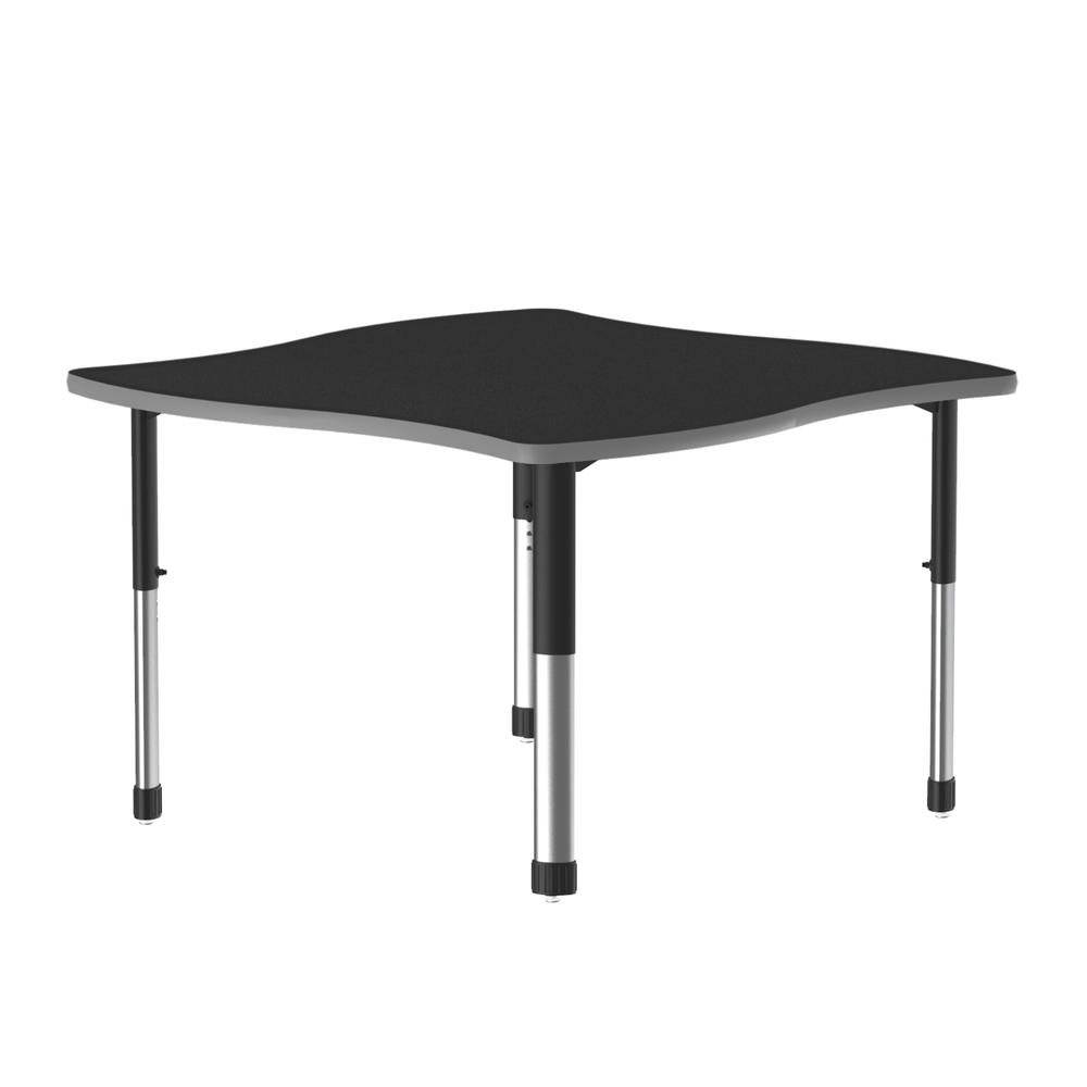 Commercial Lamiante Top Collaborative Desk 42x42", SWERVE, BLACK GRANITE BLACK/CHROME. Picture 1