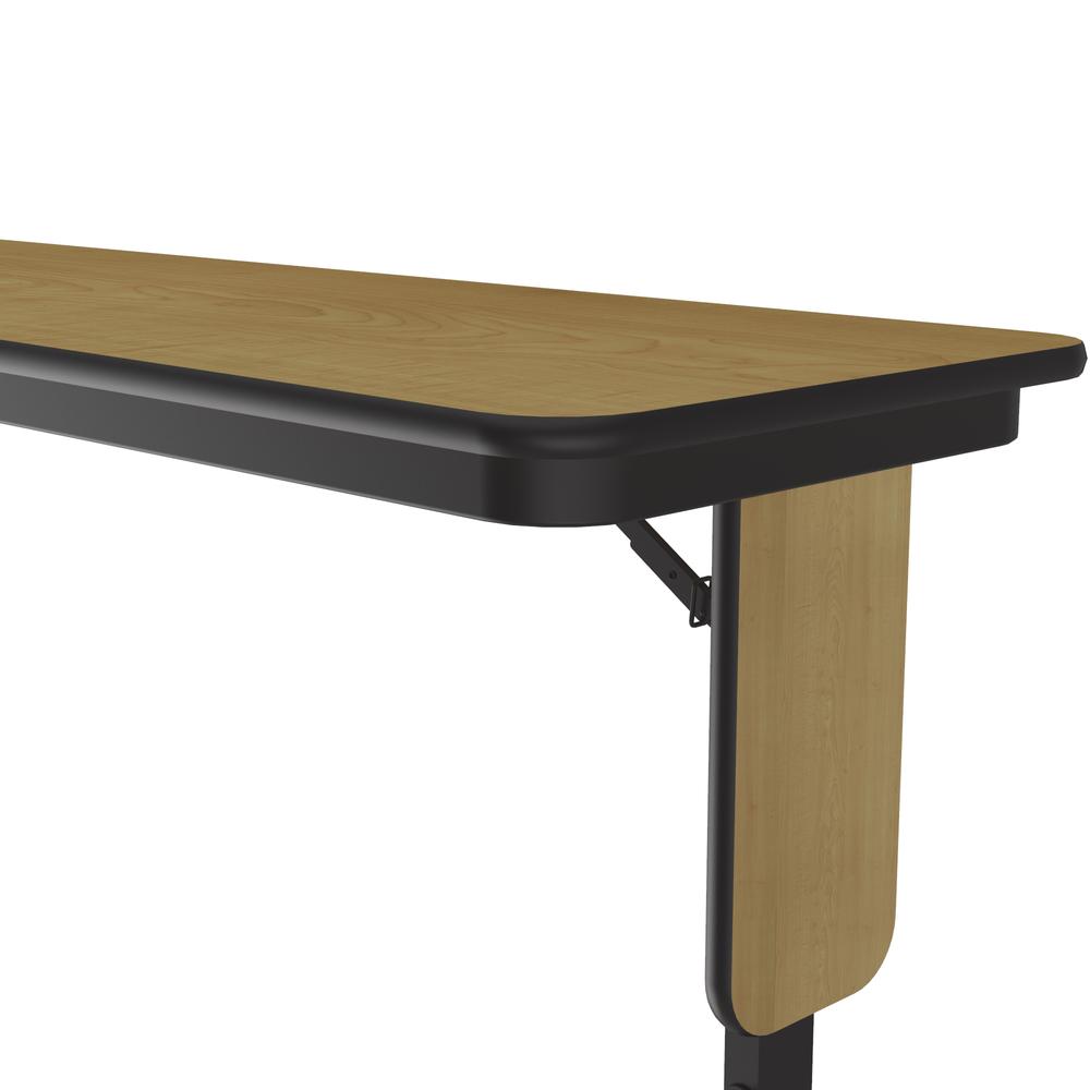 Adjustable Height Deluxe High-Pressure Folding Seminar Table with Panel Leg 18x60" RECTANGULAR, FUSION MAPLE, BLACK. Picture 3