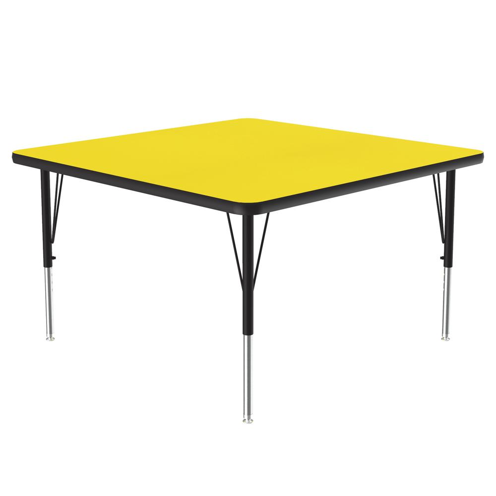 Deluxe High-Pressure Top Activity Tables, 48x48", SQUARE, YELLOW  BLACK/CHROME. Picture 4