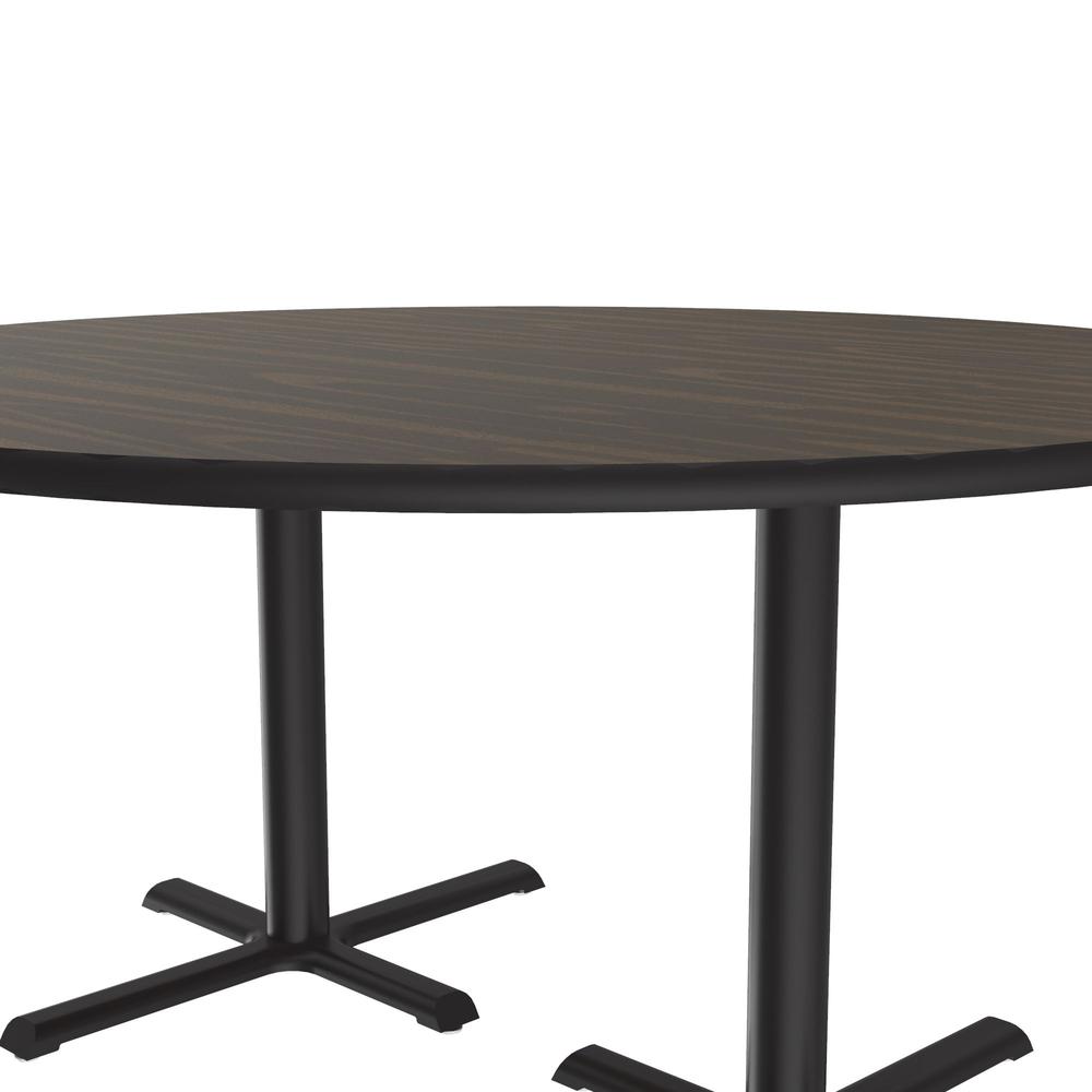Table Height Deluxe High-Pressure Café and Breakroom Table, 60x60" ROUND WALNUT, BLACK. Picture 1