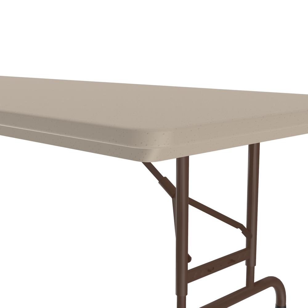 Adjustable Height Commercial Blow-Molded Plastic Folding Table, 30x72", RECTANGULAR MOCHA GRANITE BROWN. Picture 4