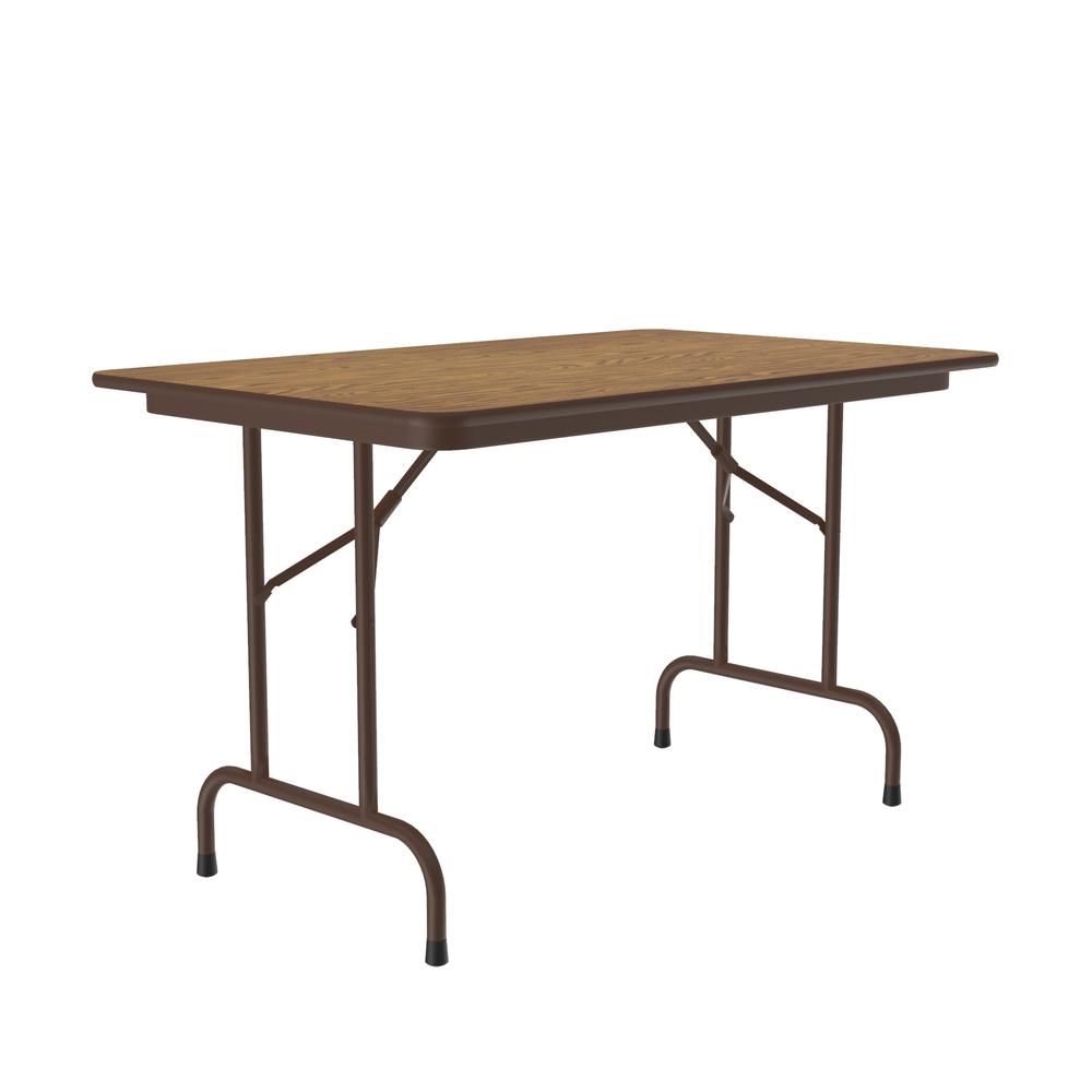 Deluxe High Pressure Top Folding Table 30x48" RECTANGULAR, MED OAK BROWN. Picture 5