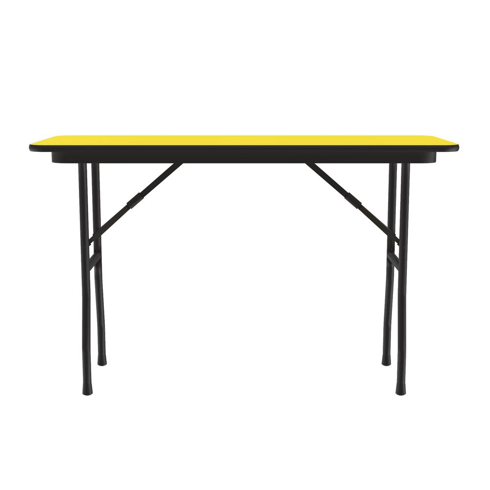 Deluxe High Pressure Top Folding Table 18x48", RECTANGULAR YELLOW BLACK. Picture 1