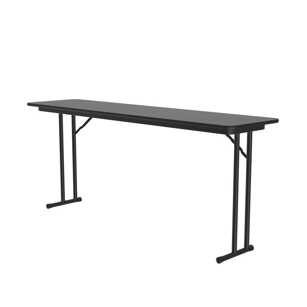 Deluxe High-Pressure Folding Seminar Table with Off-Set Leg, 18x96" RECTANGULAR MONTANA GRANITE, BLACK. Picture 1