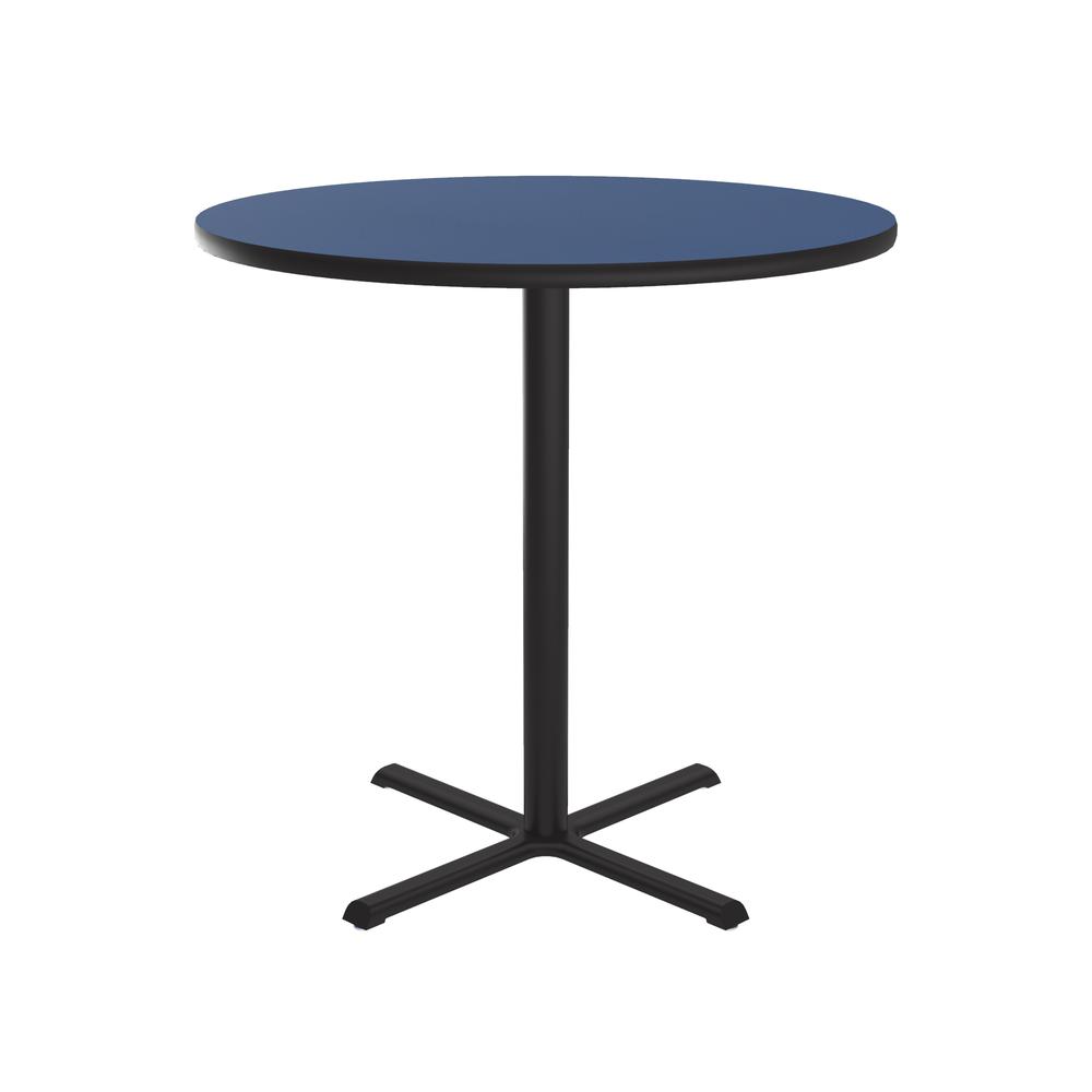 Bar Stool/Standing Height Deluxe High-Pressure Café and Breakroom Table 48x48" ROUND, BLUE, BLACK. Picture 1