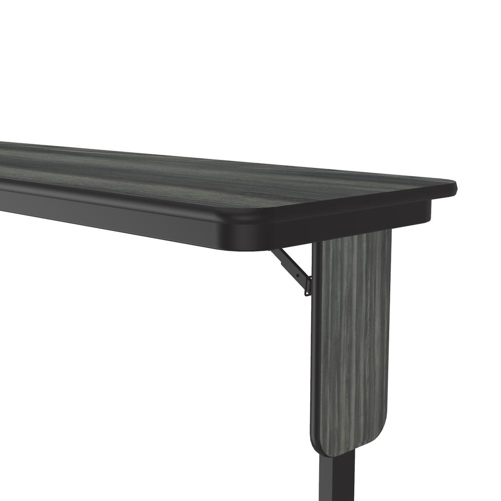 Deluxe High-Pressure Folding Seminar Table with Panel Leg 18x96", RECTANGULAR NEW ENGLAND DRIFTWOOD, BLACK. Picture 4