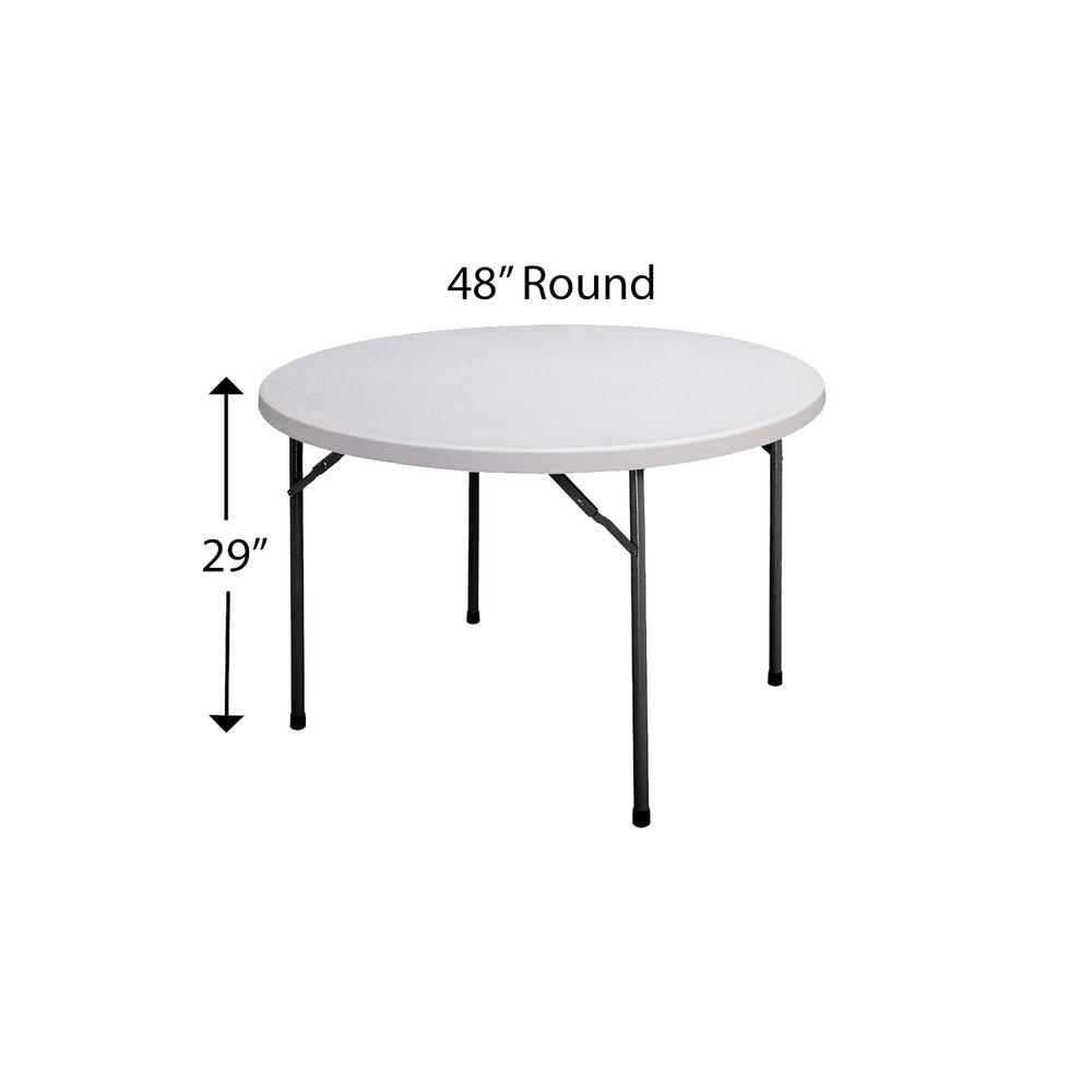 Economy Blow-Molded Plastic Folding Table 48x48", ROUND GRAY GRANITE, CHARCOAL. Picture 6