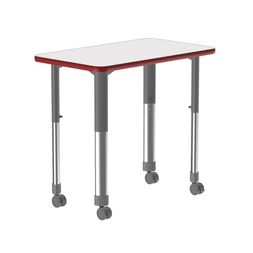 Markerboard-Dry Erase High Pressure Collaborative Desk with Casters, 34x20" RECTANGULAR FROSTY WHITE, GRAY/CHROME. Picture 1