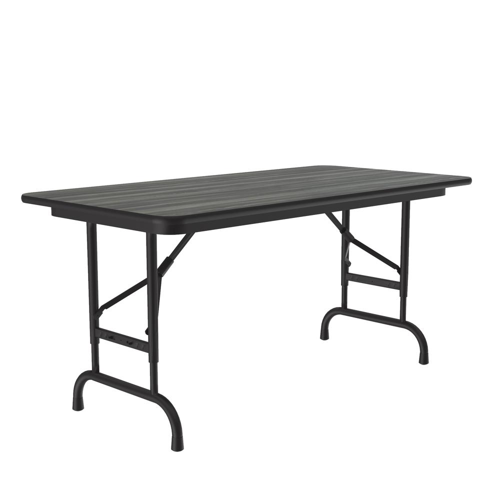 Adjustable Height High Pressure Top Folding Table, 24x48" RECTANGULAR NEW ENGLAND DRIFTWOOD BLACK. Picture 8
