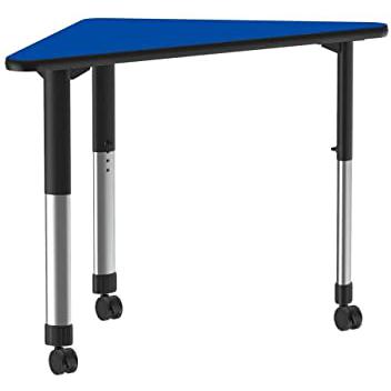 Deluxe High Pressure Collaborative Desk with Casters 41x23", WING BLUE BLACK/CHROME. Picture 1