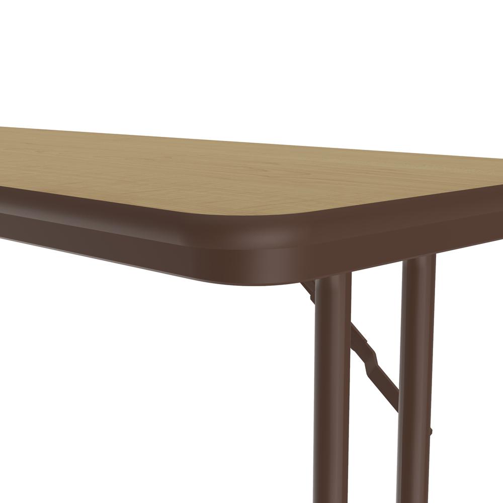 Deluxe High-Pressure Folding Seminar Table with Off-Set Leg, 18x96" RECTANGULAR FUSION MAPLE BROWN. Picture 8