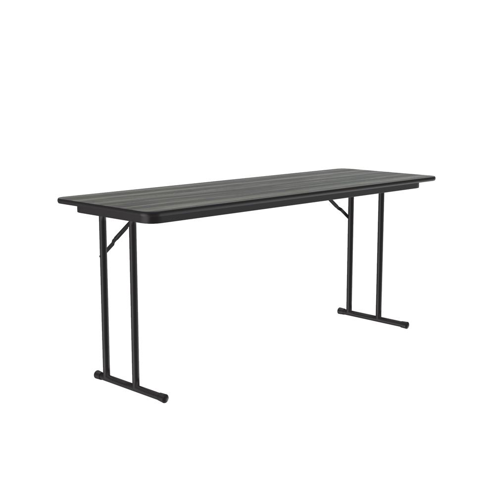 Deluxe High-Pressure Folding Seminar Table with Off-Set Leg, 24x60", RECTANGULAR, NEW ENGLAND DRIFTWOOD BLACK. Picture 5