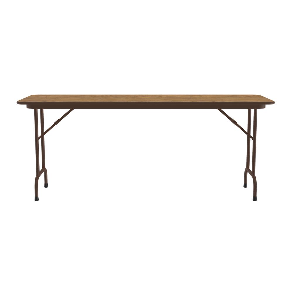 Solid High-Pressure Plywood Core Folding Tables, 24x72" RECTANGULAR MED OAK BROWN. Picture 8