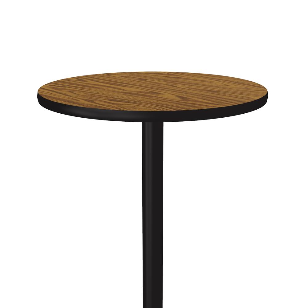 Bar Stool/Standing Height Commercial Laminate Café and Breakroom Table 30x30", ROUND MEDIUM OAK, BLACK. Picture 5