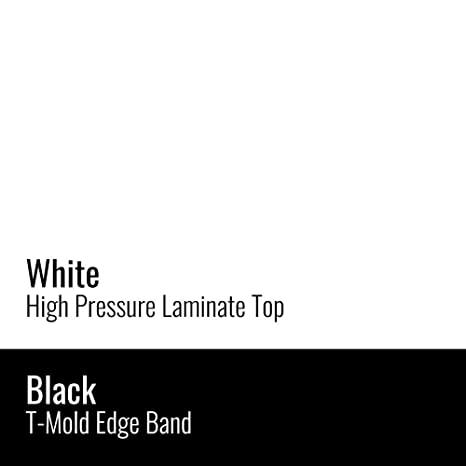 Deluxe High Pressure Collaborative Desk with Casters, 41x23" WING, WHITE BLACK/CHROME. Picture 1