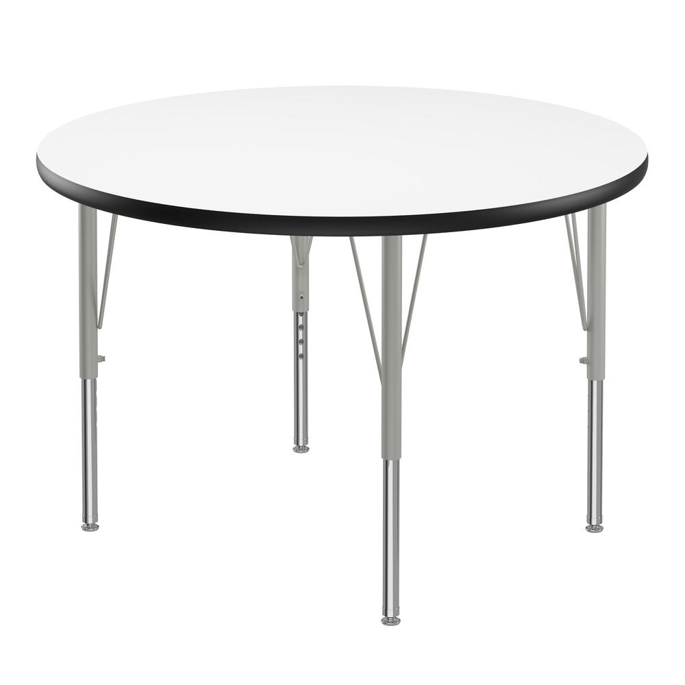 Deluxe High-Pressure Top Activity Tables 36x36", ROUND, WHITE, SILVER MIST. Picture 2