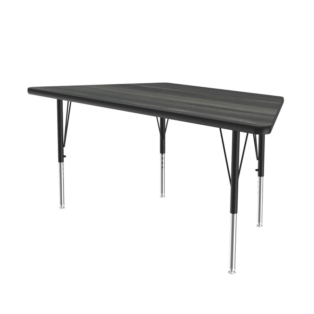 Deluxe High-Pressure Top Activity Tables, 30x60" TRAPEZOID, NEW ENGLAND DRIFTWOOD BLACK/CHROME. Picture 1