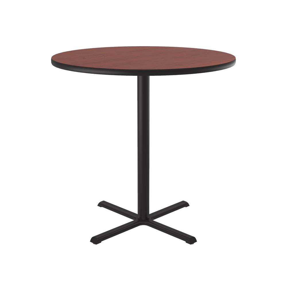 Bar Stool/Standing Height Deluxe High-Pressure Café and Breakroom Table 42x42" ROUND CHERRY, BLACK. Picture 8