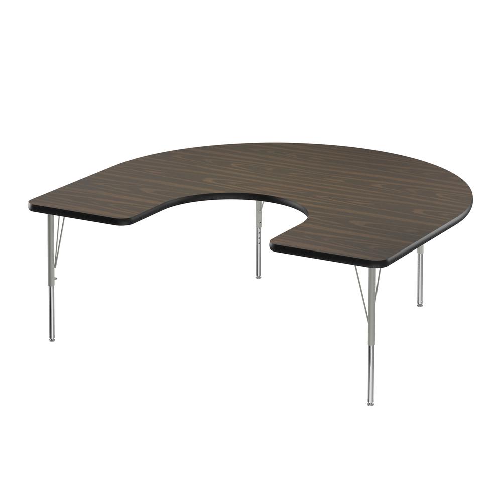 Commercial Laminate Top Activity Tables 60x66", HORSESHOE, WALNUT, SILVER MIST. Picture 1
