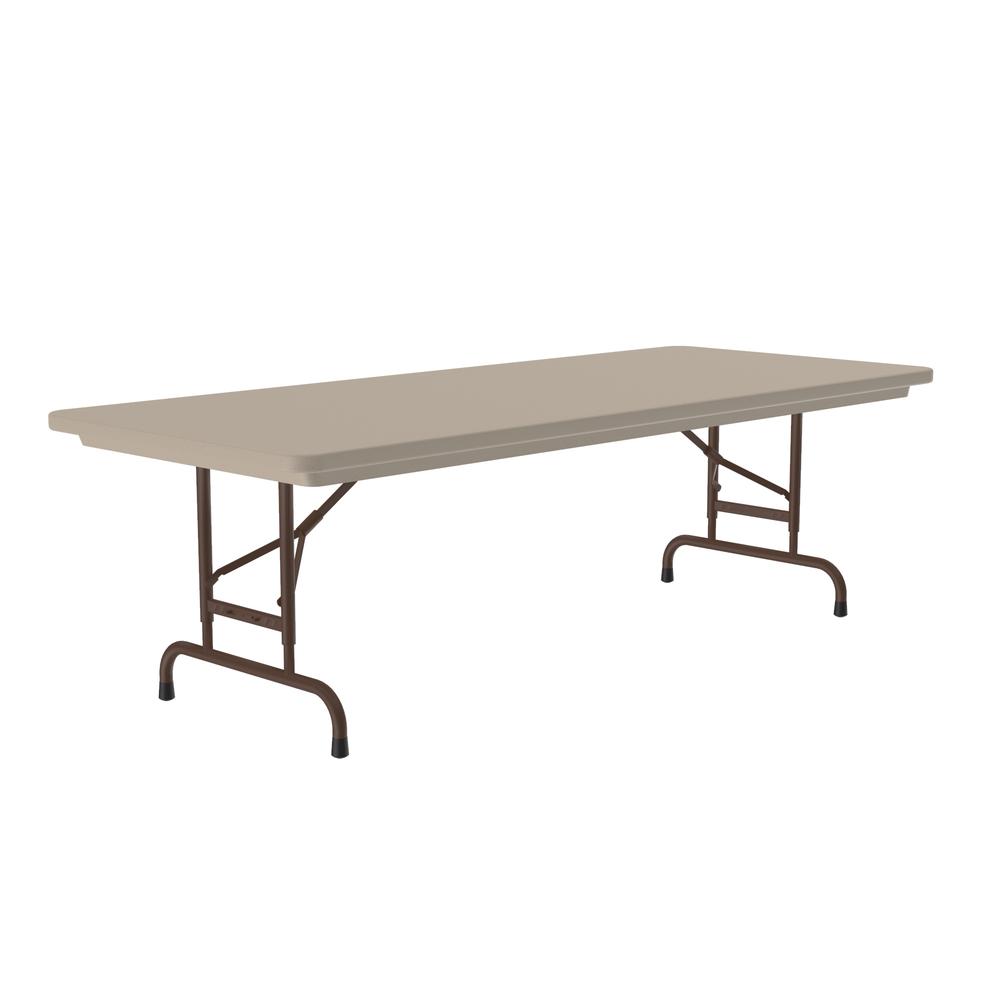Adjustable Height Commercial Blow-Molded Plastic Folding Table, 30x72", RECTANGULAR MOCHA GRANITE BROWN. Picture 2