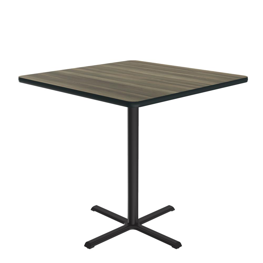 Bar Stool/Standing Height Deluxe High-Pressure Café and Breakroom Table, 36x36 SQUARE COLONIAL HICKORY BLACK. Picture 1