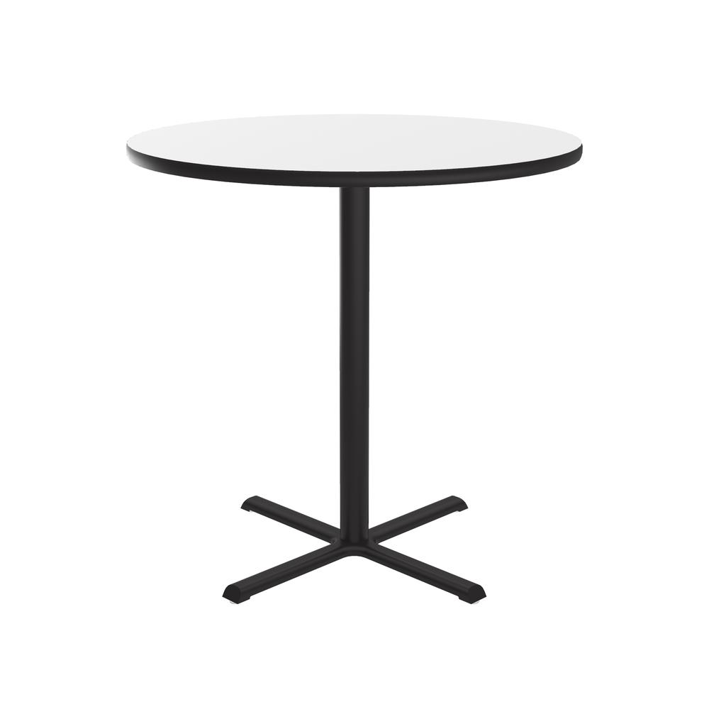 Bar Stool/Standing Height Deluxe High-Pressure Café and Breakroom Table, 42x42" ROUND WHITE BLACK. Picture 1