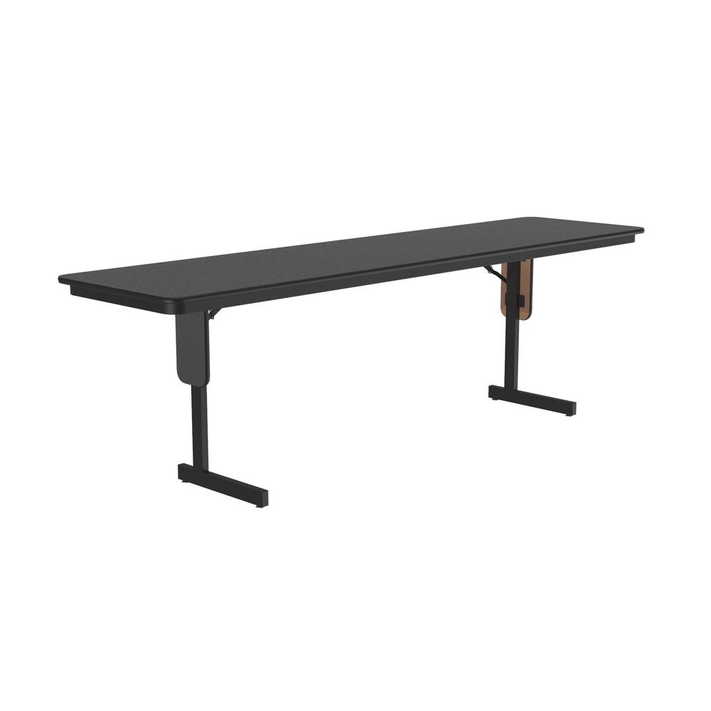 Deluxe High-Pressure Folding Seminar Table with Panel Leg, 24x96" RECTANGULAR, BLACK GRANITE BLACK. Picture 2