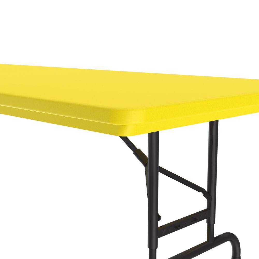 Adjustable Height Commercial Blow-Molded Plastic Folding Table, 30x60" RECTANGULAR YELLOW BLACK. Picture 4