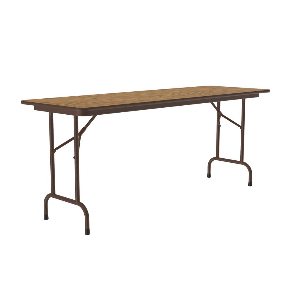 Solid High-Pressure Plywood Core Folding Tables, 24x72" RECTANGULAR MED OAK BROWN. Picture 4