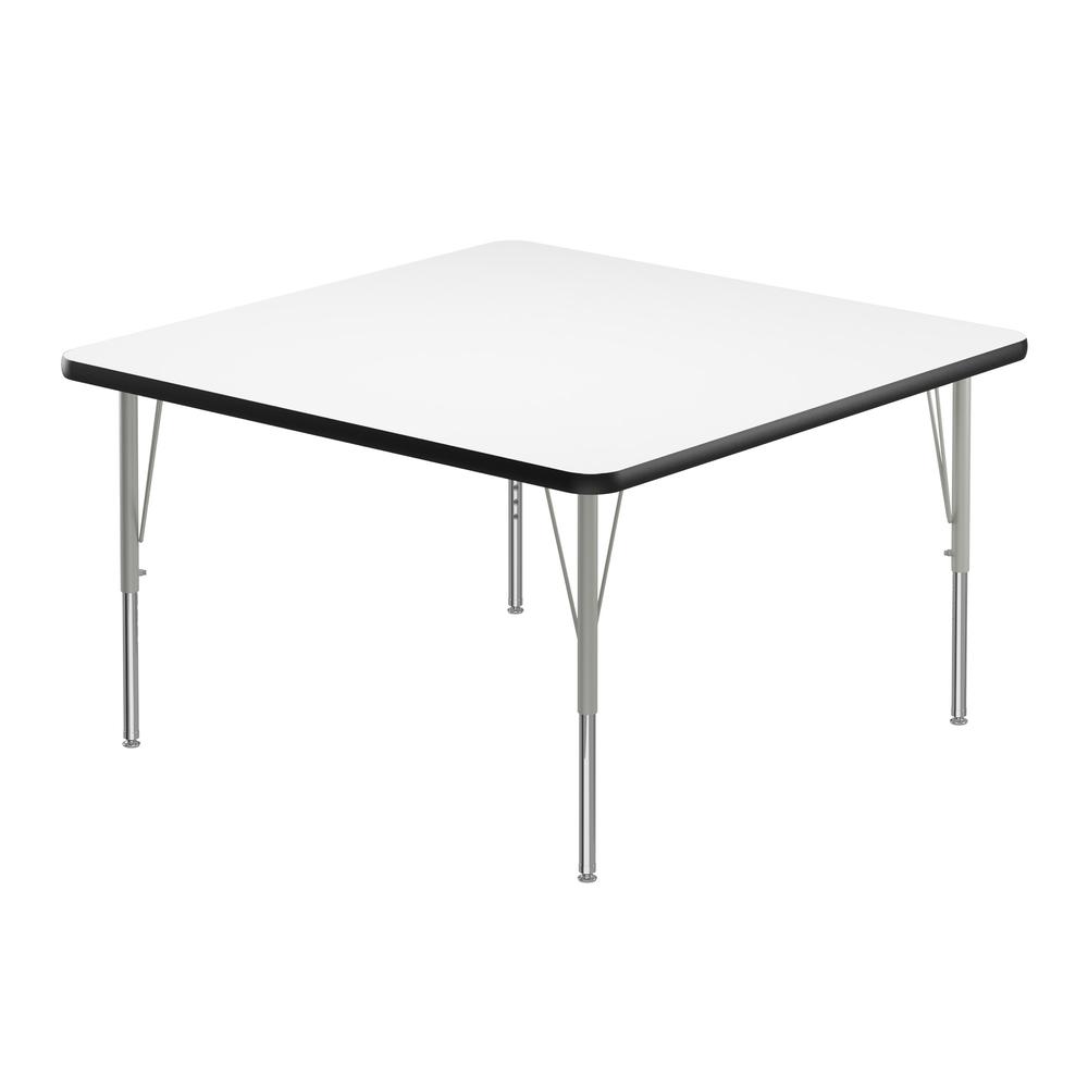 Deluxe High-Pressure Top Activity Tables, 48x48", SQUARE WHITE SILVER MIST. Picture 2